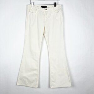 Juicy Couture Jeans Women's Size 31 Off White Flared Leg Boot Cut Rigid Denim